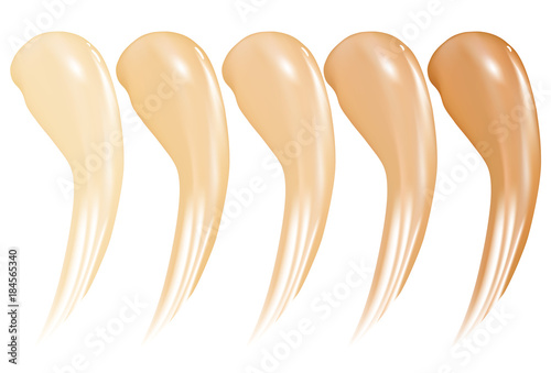 Foundation creamy texture, different skin tone smear on the background in 3d illustration