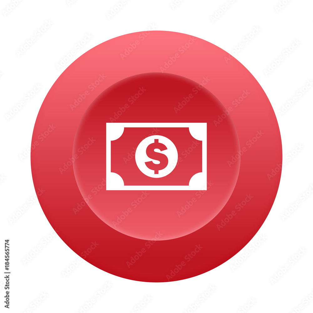 Runder 3D Button - Geldschein Dollar Runder 3D Button - Geldschein Dollar