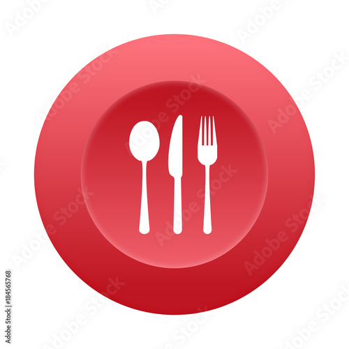 Runder 3D Button - Besteck - Restaurant