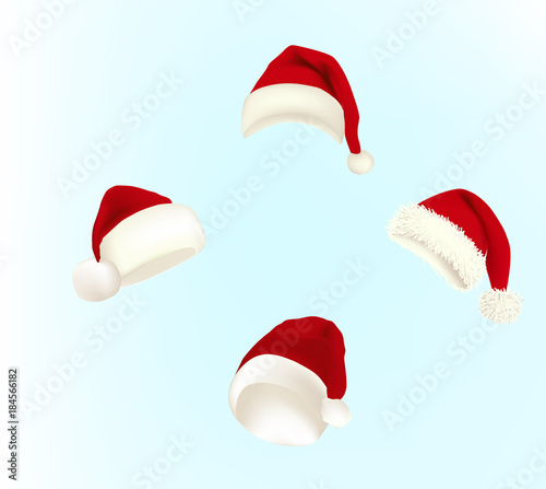 Santa Claus hat. Winter clothes. Christmas 3d realistic  icon 
