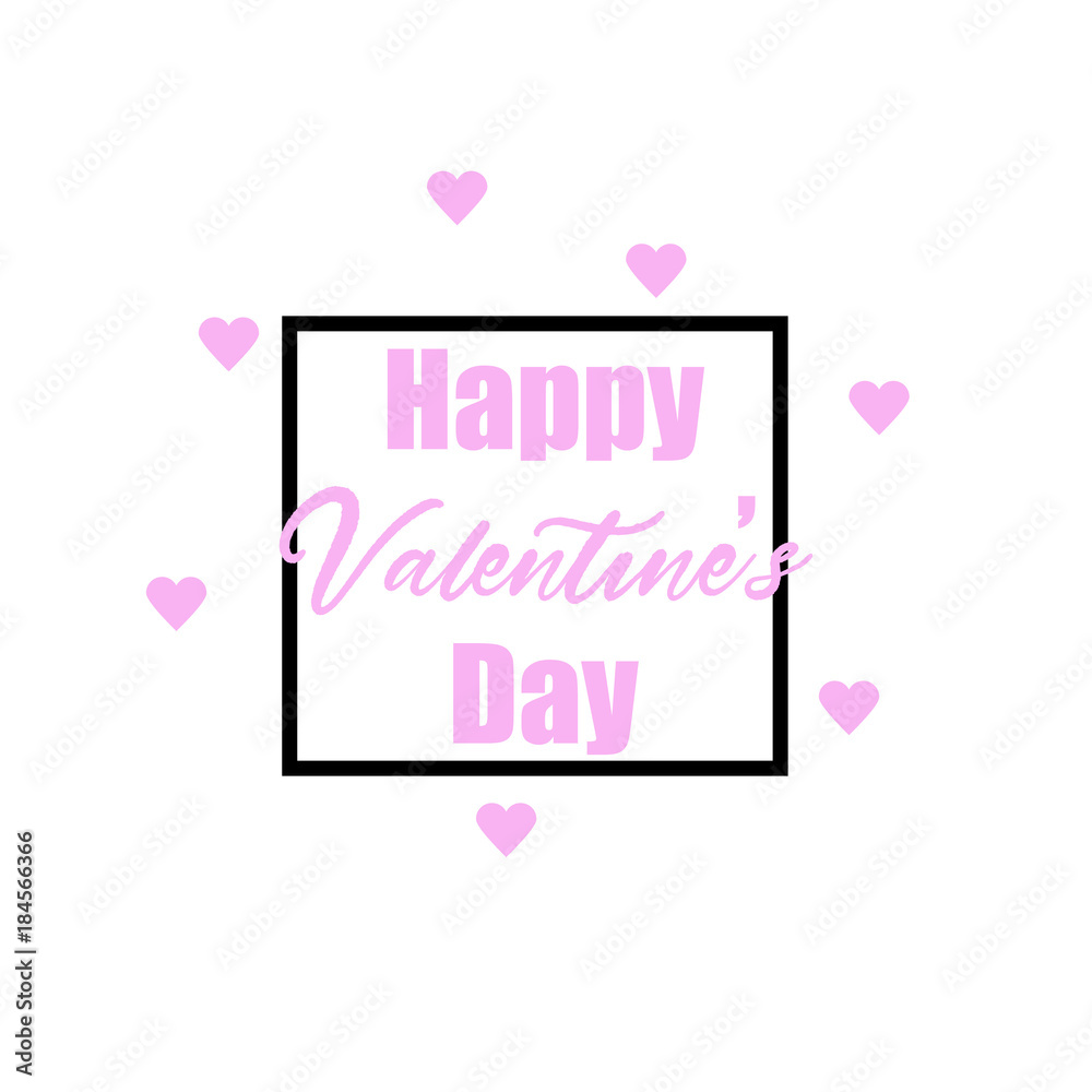 Happy Valentines Day typography poster with handwritten calligraphy text, isolated on Vector Illustration