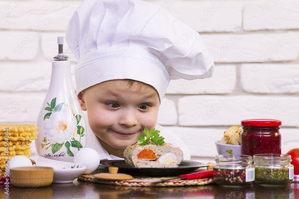 funny boy chef prepares meat rolls funny boy chef prepares meat rolls