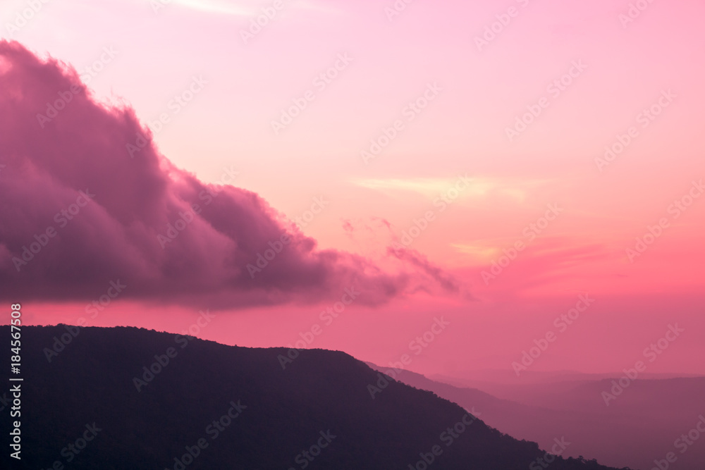 sunrise over the hills at National Park Thailand