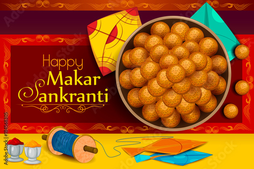 Delicious sweet and colorful kite for Indian festival, Makar Sankranti
