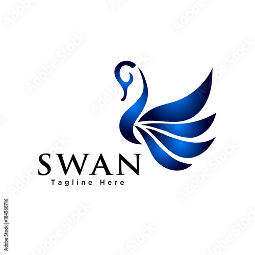 Fototapeta Naklejka Na Ścianę i Meble -  Abstract flying swan logo