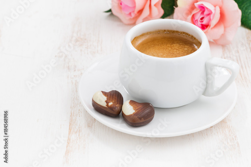 chocolate hearts and espresso for Valentine's Day