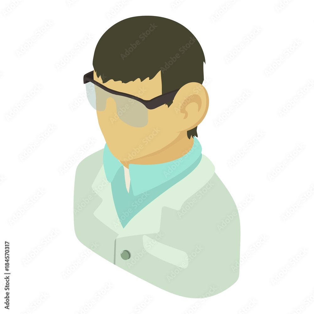 Laboratory assistant asian icon, isometric 3d style