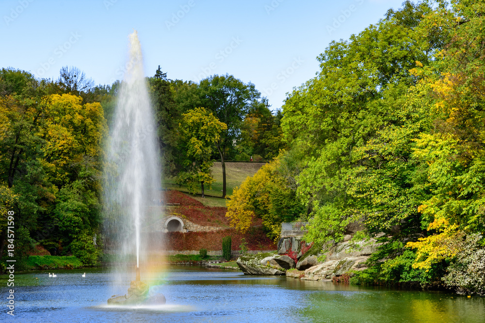 Autumn Colors In The National Dendrology Park Of Sofiyivka Fountain Autumn Colors In The National Dendrology Park Of Sofiyivka Fountain