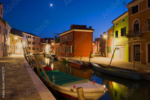 Night on the Burano island. Venice, Italy © sikaraha