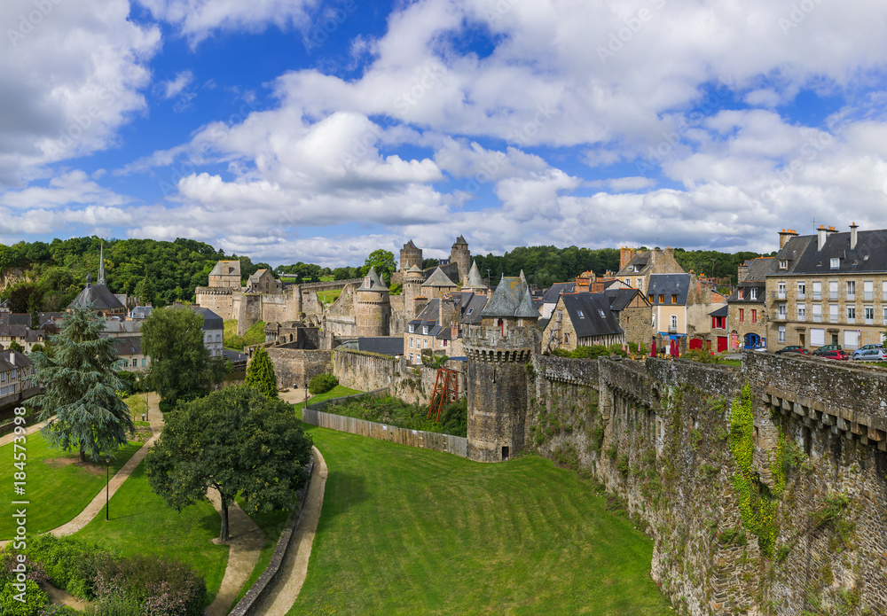 Panorama of town Fougeres in Brittany France