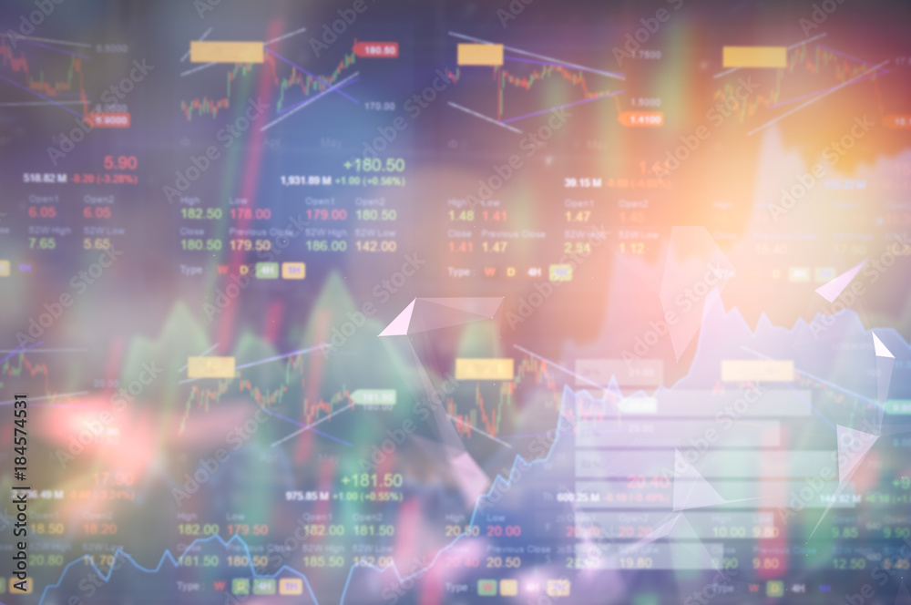 Stock market digital graph chart on LED display concept. A large display of daily stock market price and quotation. Indicator financial forex trade education background.