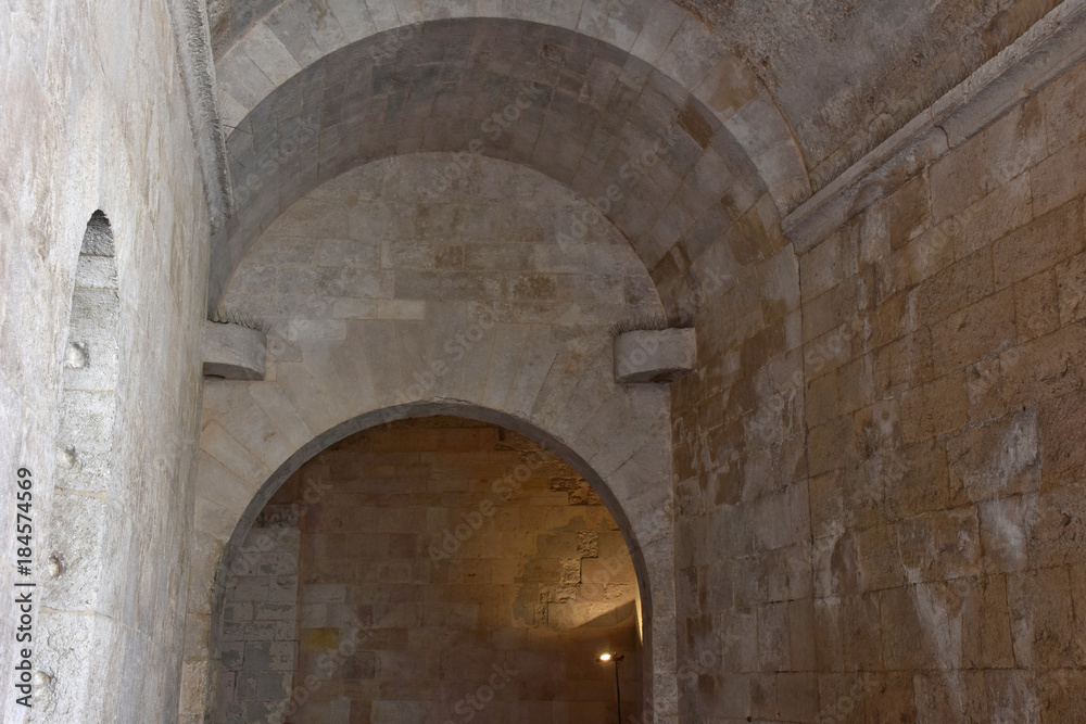 Italy, Bari, Norman-Svevo Castle. Medieval fortress that dates back to 1132. Internal arch