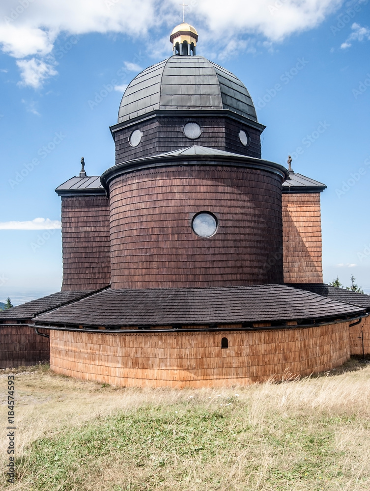 chapel of sv. Cyril a Metodej on Radhost hill in Moravskoslezske Beskydy mountains in Czech republic