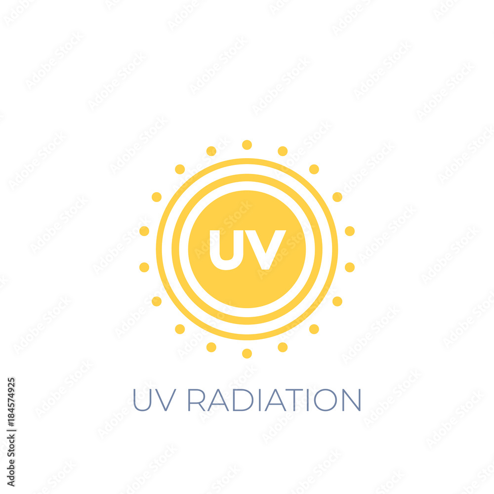 Naklejka premium UV radiation vector icon on white
