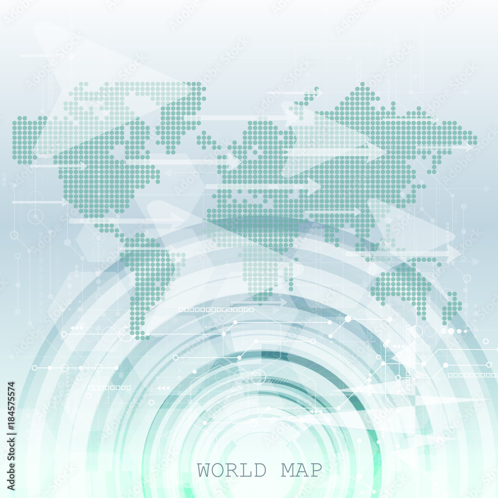 Global network connection. World map technology composition concept of global business. Vector Illustration