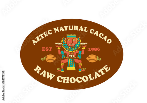 Aztec cacao pattern for chocolate package design. Vector illustration.
