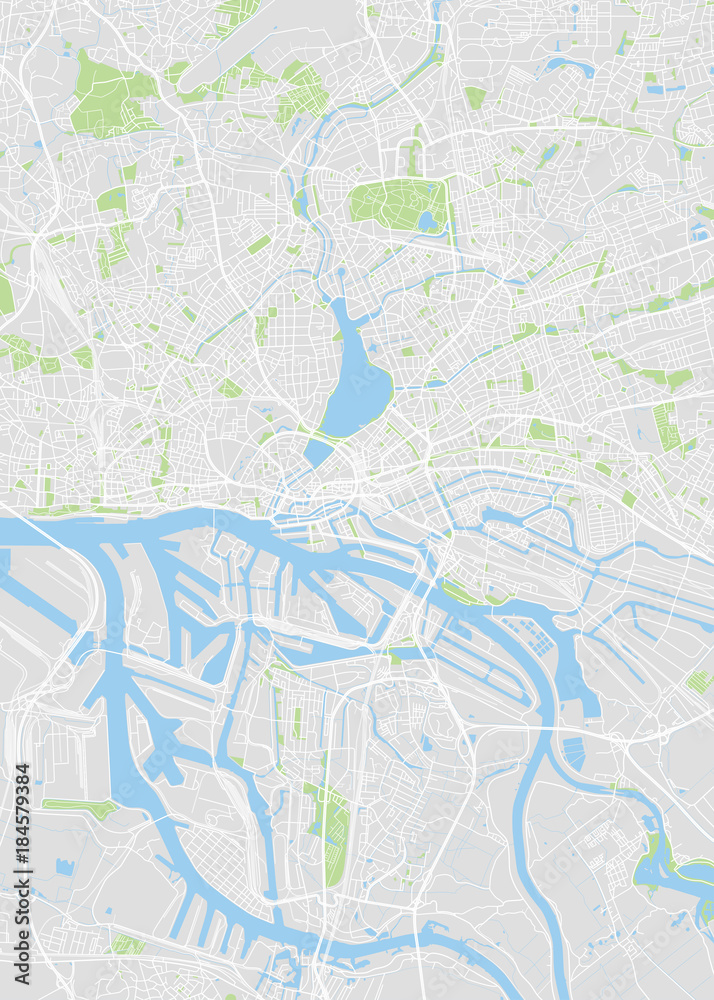 Obraz premium Hamburg colored vector map