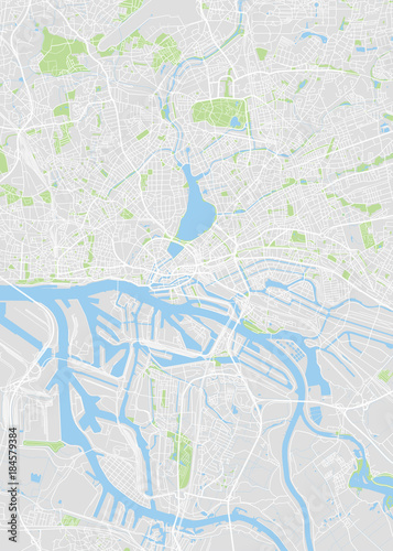 Hamburg colored vector map