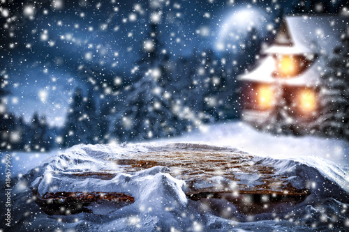 christmas background of snow and frost  © magdal3na