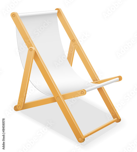 beach deck chair made of wood and fabric stock vector illustration