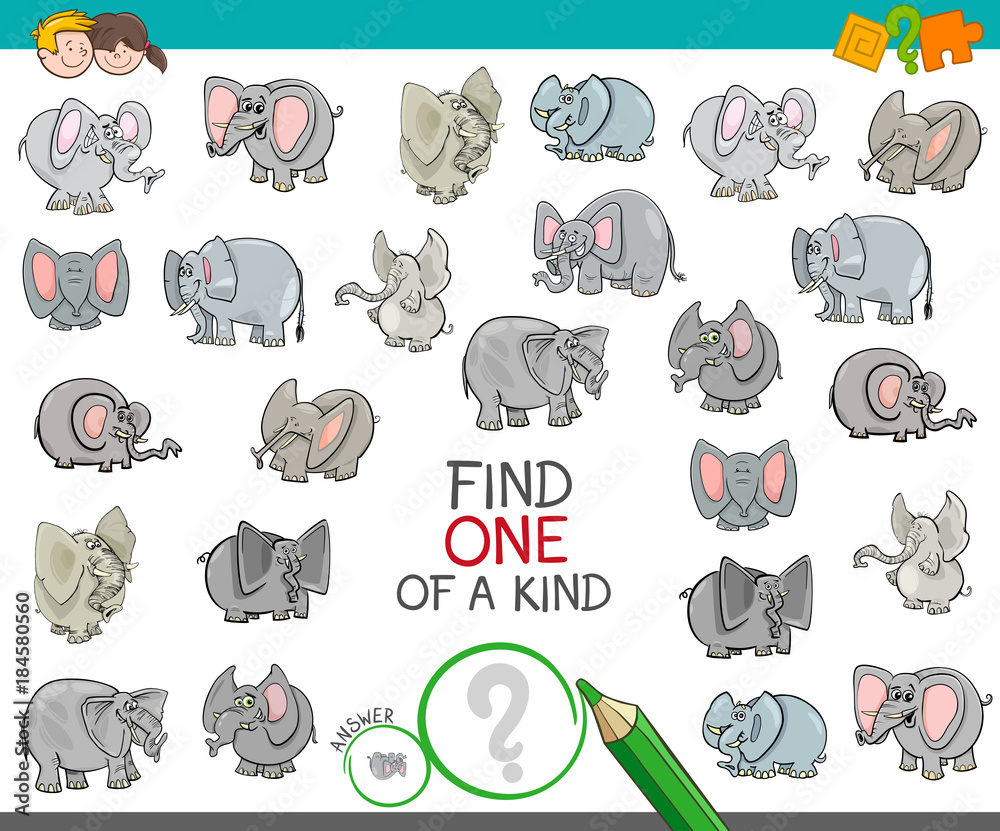 Obraz premium find one of a kind with elephant characters