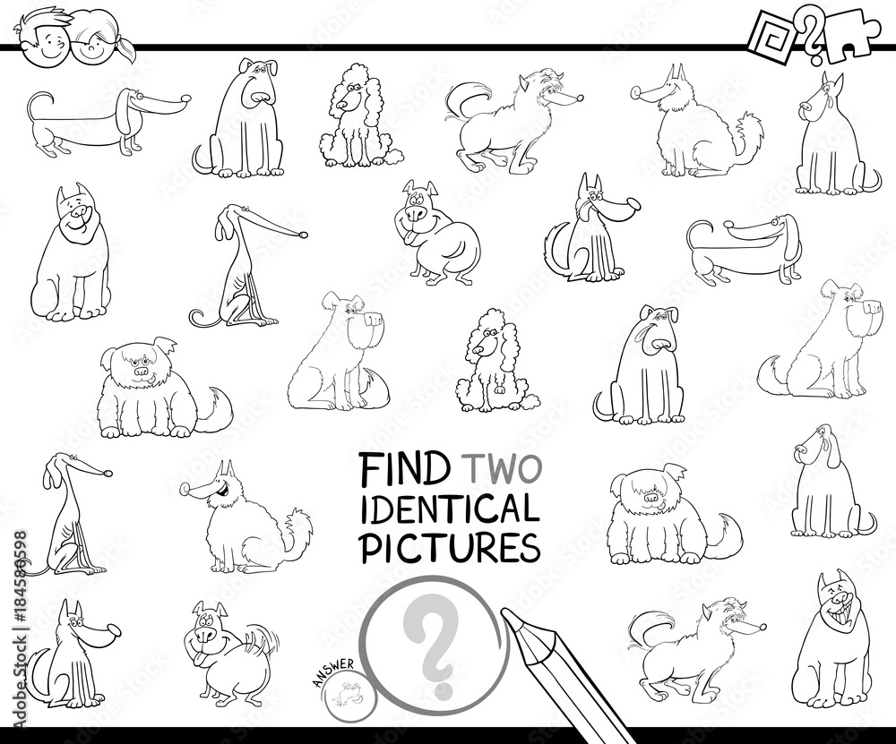 find two identical dog pictures color book find two identical dog pictures color book