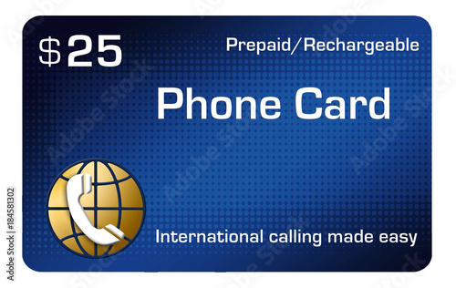 This is a prepaid cellular phone card. A retail item for service paid in advance. Generic 3-D illustration. photo