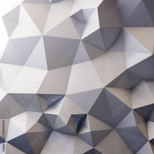 Abstract white Low Triangular polygon shapes, triangles mosaic, poly design, creative background. 3d rendering © Chanchai
