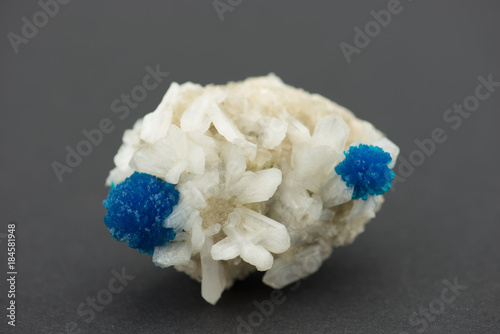 Cavansite on Stilbite mineral crystals from Poona, India photo