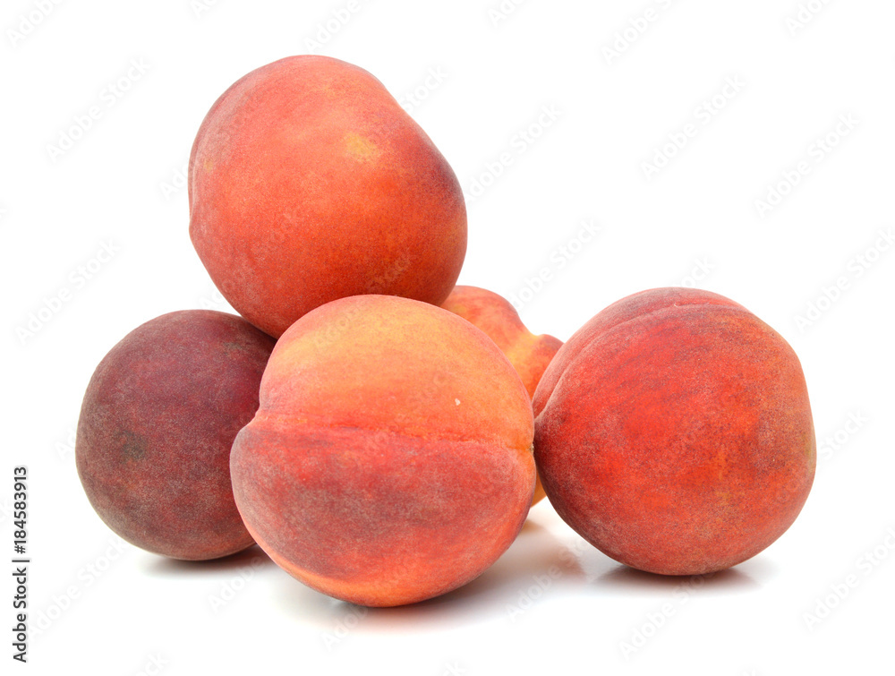 Ripe peach fruit isolated on white background cutout