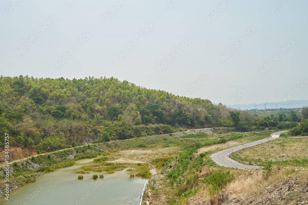 Overflow for water of Mae Sai reservoir, Phrae, Thailand