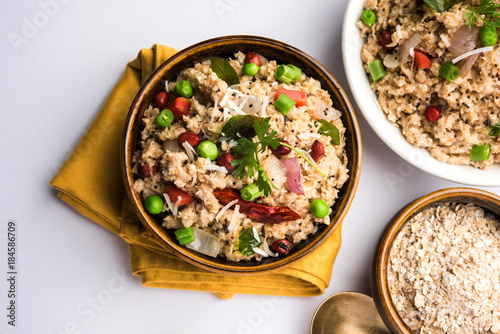 Masala Oats Upma is a healthy breakfast menu from India

 photo