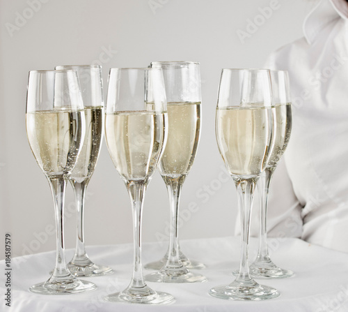 Close up of champagne in flutes