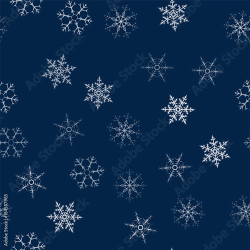 Christmas seamless pattern from snowflakes. New year festive texture for design postcards, invitations, greetings, and clothing.