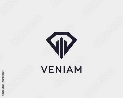 Diamond real estate logo design. Luxury home construction idea vector logotype. Gem shield house premium symbol.