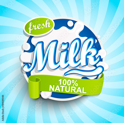 Fresh and Natural Milk label splash.