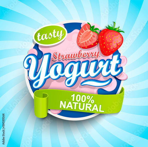 Fresh and Natural Strawberry Yogurt label splash.