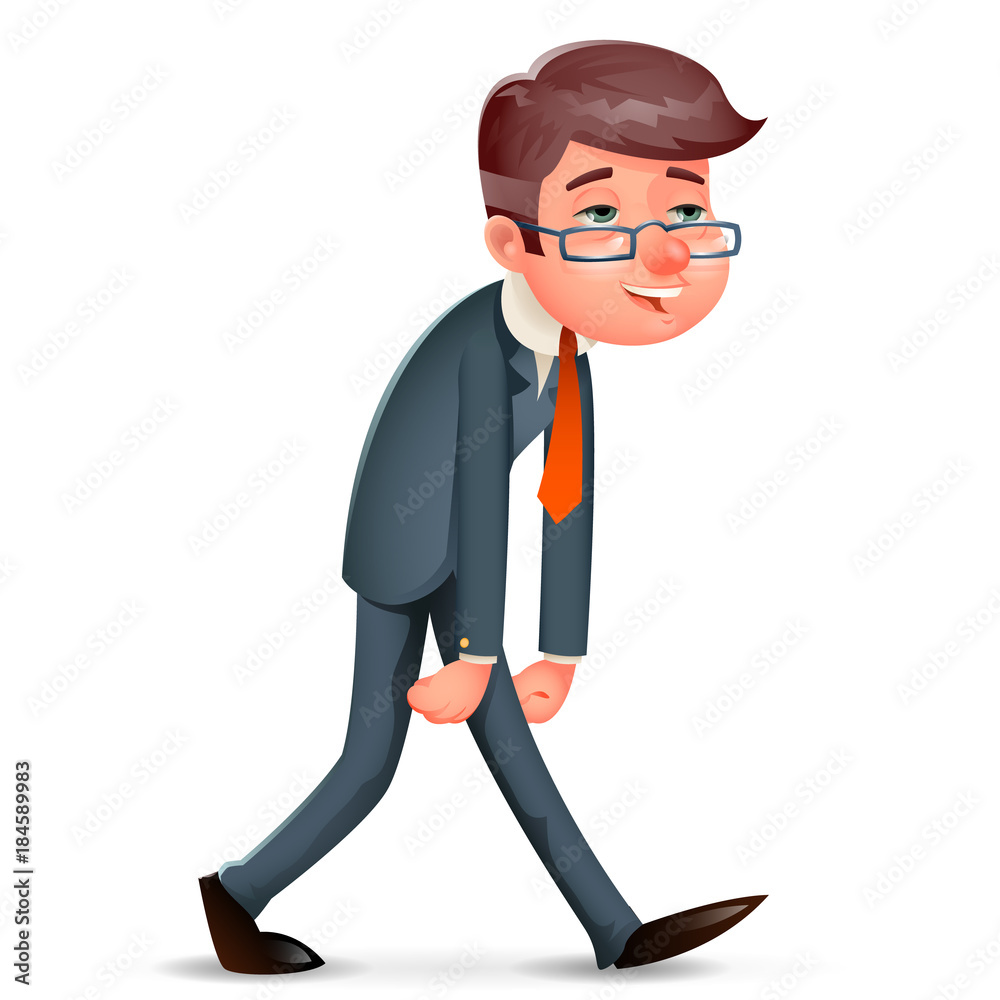 Fatigue Pleased Happy Satisfied Tired Weary Businessman Walk Cartoon Design  Character Vector Illustration Stock Vector | Adobe Stock