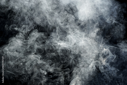 Abstract White smoke isolated on black background