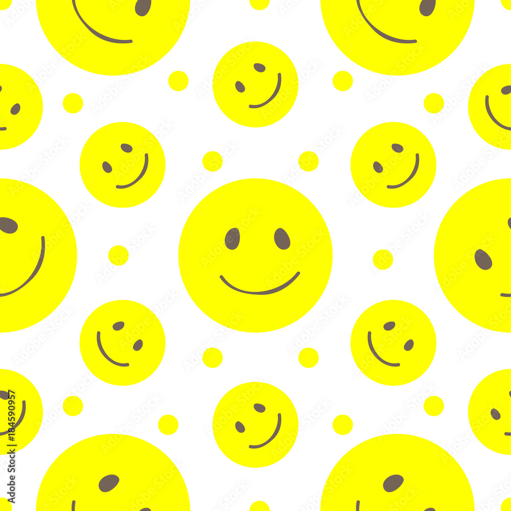 Seamless pattern with happy yellow smilies face Seamless pattern with happy yellow smilies face