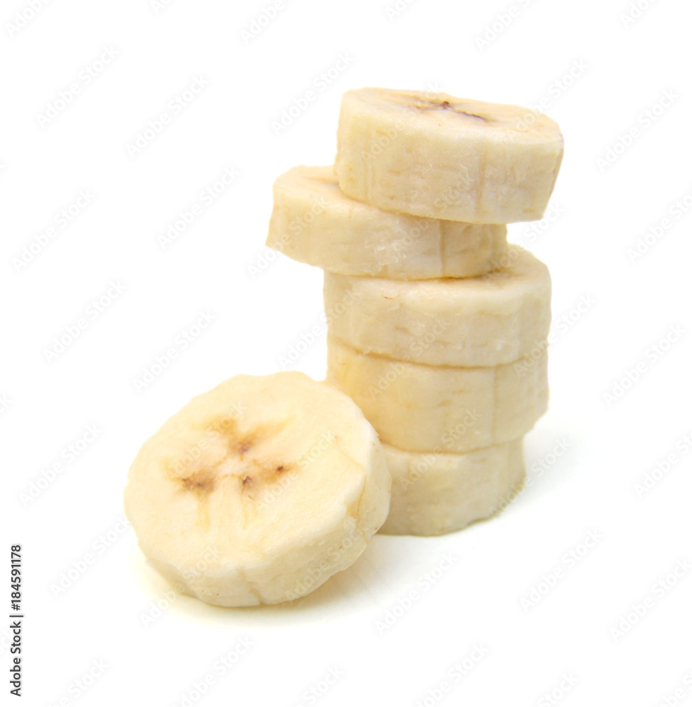 Banana slices isolated on a white Banana slices isolated on a white