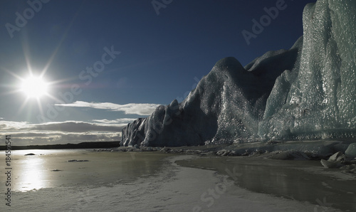 Fjallsjokull glacier lit by sun