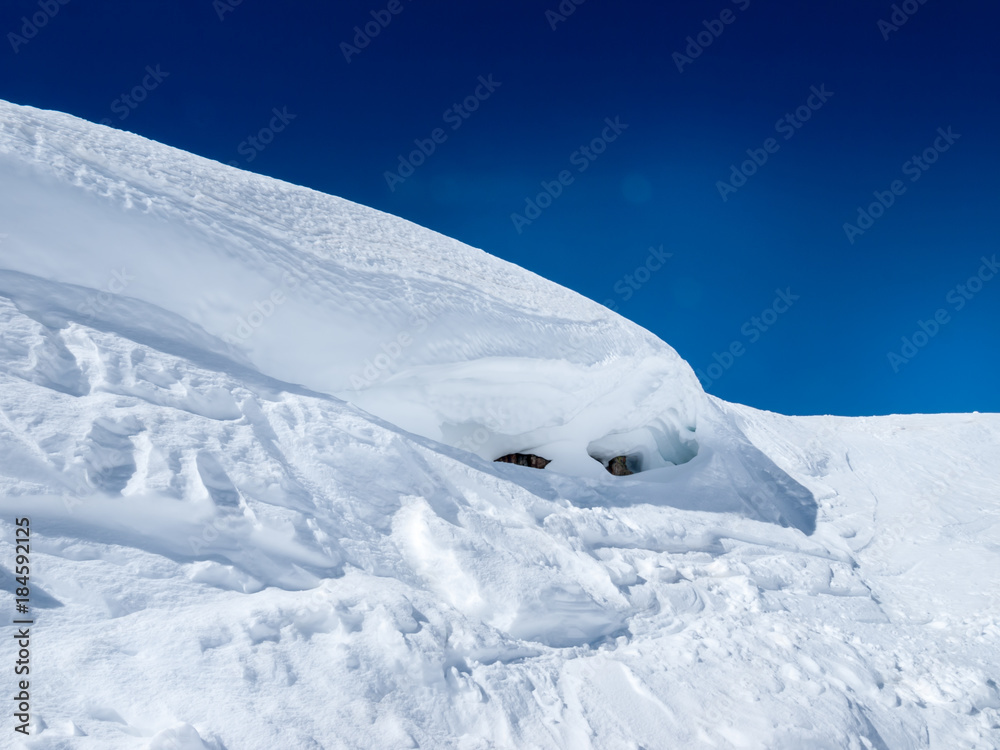 Italian Alps around Maso Corto. Beautiful view of the mountains in winter in a popular ski resort.