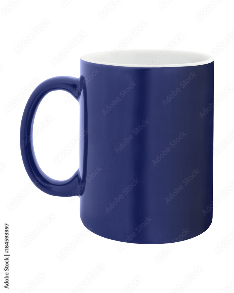 Navy blue classic blank empty cup mug isolated white Navy blue classic blank empty cup mug isolated white