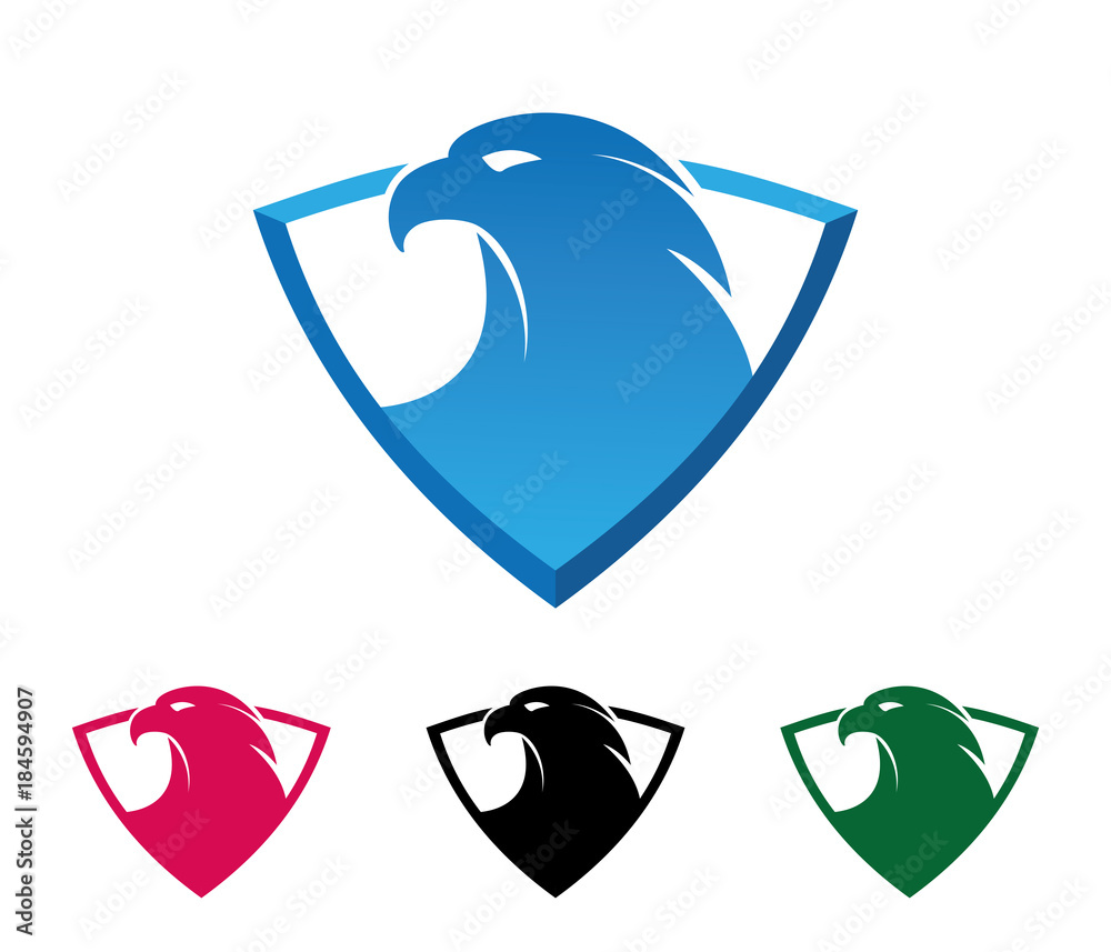 Obraz premium shield guard mighty eagle simple vector logo design