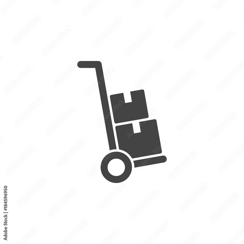 Hand truck with cardboard boxes icon Hand truck with cardboard boxes icon