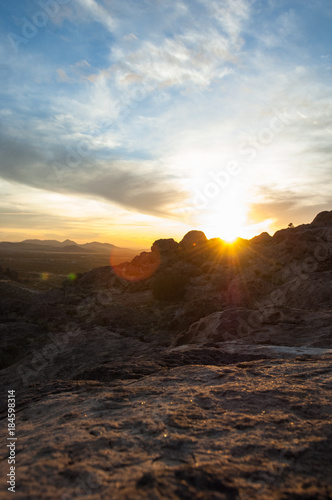 Landscape photo at Hueco Tanks State Park in El Paso, Texas during sunset.