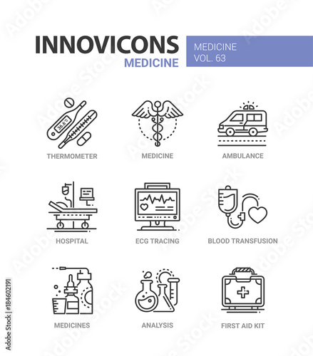 Medicine - line design icons set