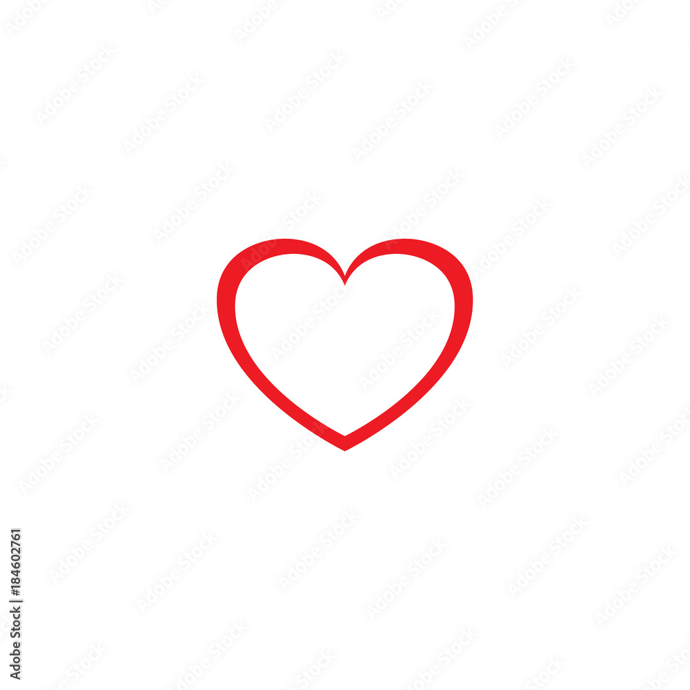 Vector Heart shape frame with brush painting isolated on white background