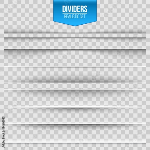 Creative vector illustration of realistic paper shadow dividers isolated on transparent background. Art design effect set. Abstract concept graphic element